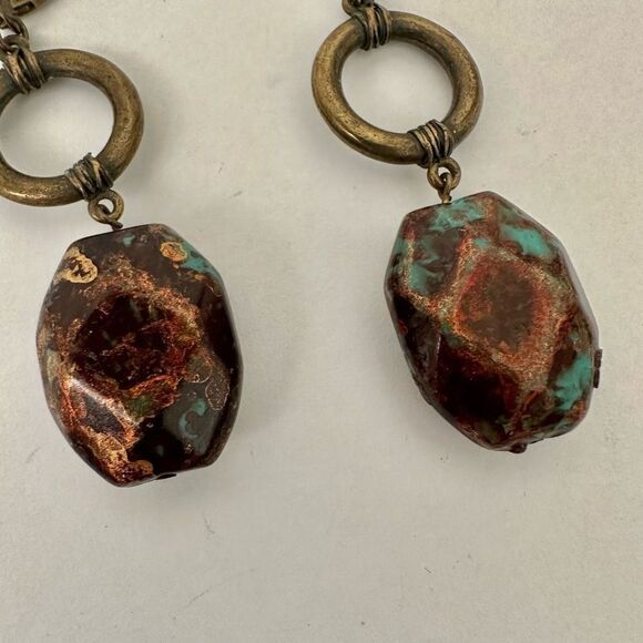 Copper tone beaded drop earrings - Picture 5 of 8